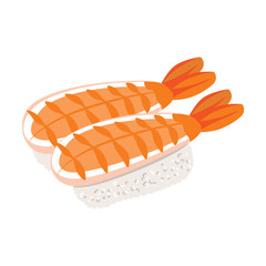 Illustration of Japanese food raw shrimp nigiri sushi