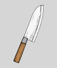 Kitchen knife for slicing icon. Color vector illustration. Sketch