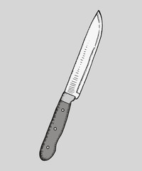 Kitchen knife for slicing icon. Color vector illustration. Sketch hand drawing