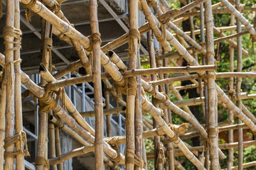 Scaffolding from bamboo. Typical Construction Site in Asia
