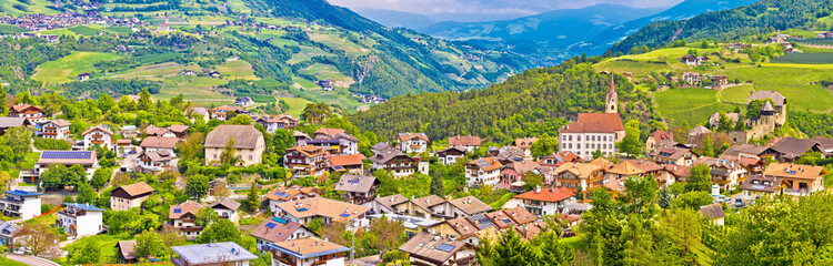 Fototapeta na wymiar Idyllic alpine village of Gudon architecture and landscape panoramic view