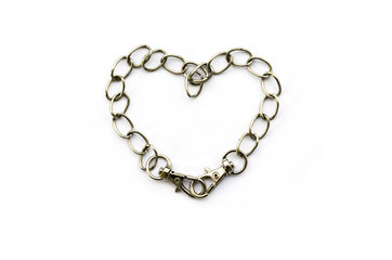 Stainless steel chain isolated on white background.