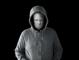 robot hacker with hooded sweater