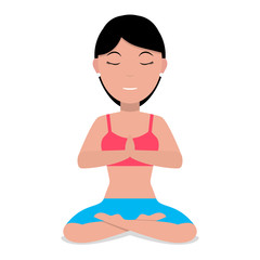 Vector illustration of a cartoon girl doing yoga