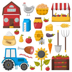 Vector cartoon farm market icons