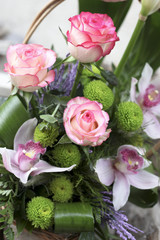 Beautiful bouquet of roses and other flowers