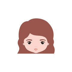 colorful caricature closeup front view face woman with wavy short hairstyle