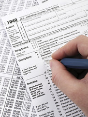 Completing 1040 tax form