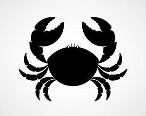Vector black and white crab silhouette