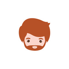 colorful caricature closeup front view face bearded man with redhair and moustache