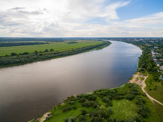 Small russian town aerial landscape