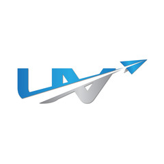 UV initial letter logo origami paper plane