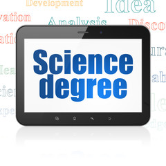 Science concept: Tablet Computer with Science Degree on display
