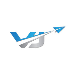VJ initial letter logo origami paper plane
