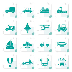 Stylized Different kind of transportation icons - vector icon set