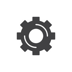 Cogwheel, gear icon vector, filled flat sign, solid pictogram isolated on white. Settings symbol, logo illustration. Pixel perfect vector graphics