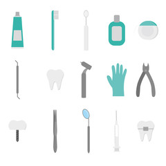 Isolated logo dental tools. Dentist Care and Medical treatment. Stomatology set
