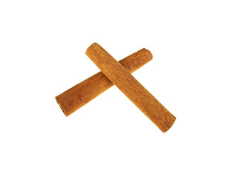 Cinnamon sticks on a white