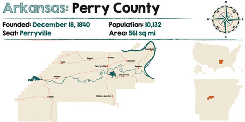 Large and detailed map of Arkansas - Perry county