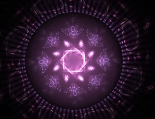 Particles of abstract fractal forms on the subject of nuclear physics science and graphic design. Geometry sacred futuristic