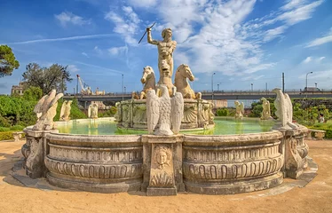 Cercles muraux Fontaine Gênes (Gênes) ITALIE, 19 JUILLET 2017 - Fontaine de Neptune dans le jardin du Palais du Prince, Palais d& 39 Andrea Doria à Gênes (Genova), Italie