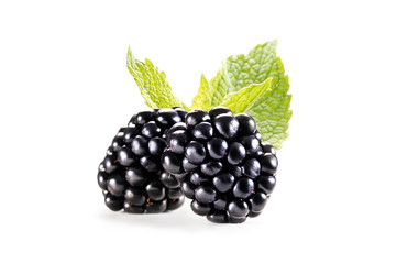 blackberries with mint leaves