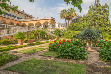 Fototapeta na wymiar GENOA (GENOVA) ITALY, JULY, 19, 2017 - View from the garden of the Prince's Palace, Andrea Doria's Palace in Genoa (Genova), Italy