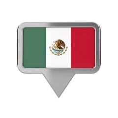 Mexico flag location marker icon. 3D Rendering