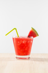 Glass of healthy watermelon juice in summertime
