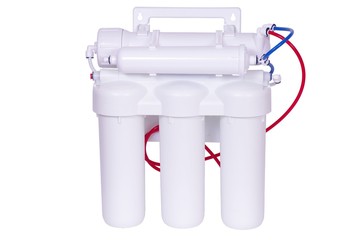 Reverse Osmosis 5 Stages Under Sink Water Filter isolated on white.