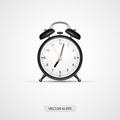 Alarm clock. Vector illustration. 3d realistic icon. Alarm clock isolated on white.