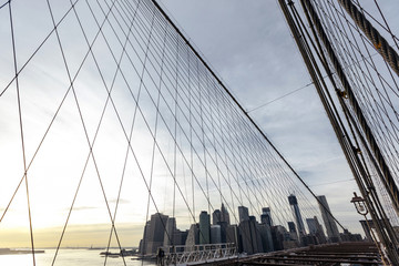 Obraz premium Manhattan Skyline z Brooklyn Bridge