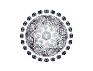 Lacy colorful clockwork pattern. Digital fractal art design. Abstract design of sacred symbols signs geometry.