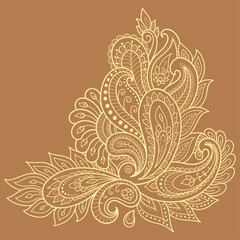 Henna tattoo flower template. Mehndi style. Set of ornamental patterns in the oriental style.