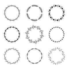 Hand drawn floral frames. Vector illustration.