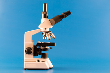 Scientific microscope in science laboratory