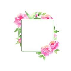 Watercolor floral frame. Element for design. Background with flowers 1