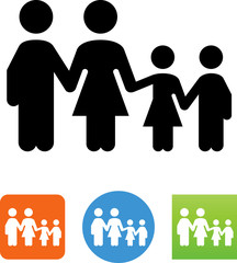 Family With Kids Icon - Illustration