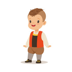 Boy wearing national costume of France colorful character vector Illustration