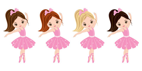Vector Cute Little Ballerinas with Various Hair Colors © TheCreativeMill