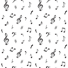 Seamless pattern with music notes. Vector illustration.