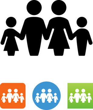 Family Holding Hands Icon - Illustration