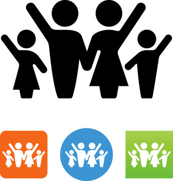 Family Waving Icon - Illustration