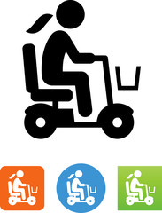 Female Senior Citizen Riding Mobility Scooter Icon - Illustration