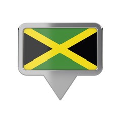 Jamaica flag location marker icon. 3D Rendering