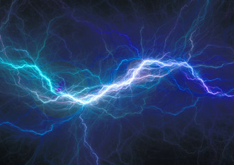 Obraz premium Niebieskie tło wyładowania elektrycznego, plazmy i mocy