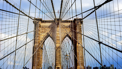 Particolare del ponte di Brooklin a New York