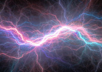 Red and blue lightning, electrical background