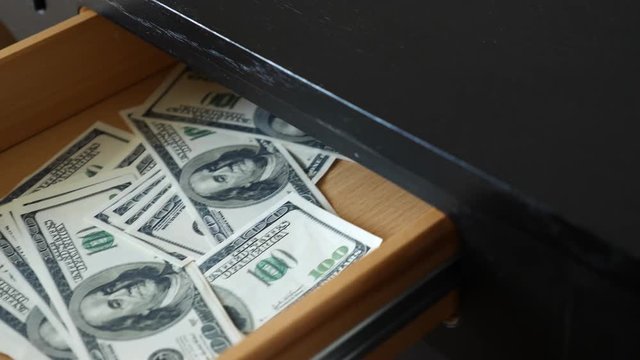 corruption, bribery and fraud concept - close up of businessman taking money. 4k, slow motion