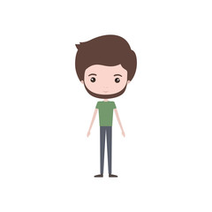 colorful caricature thin man medium beard in clothes with hairstyle